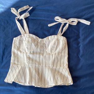 NWOT Striped crop top with bow straps